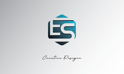 ES Creative Polygon Logo – Modern Negative Space Letter mark with Geometric Hexagon Shape for Futuristic Branding, Corporate Identity & Tech Design


