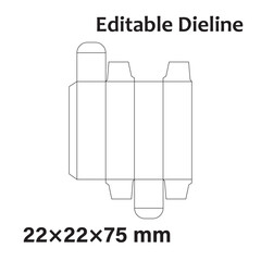 Lipstick Packaging Box Dieline – Small Cosmetic Template-22×22×75 mm