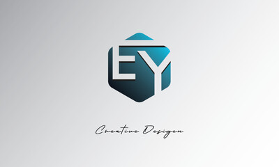 Obraz premium EY Creative Polygon Logo – Modern Negative Space Letter mark with Geometric Hexagon Shape for Futuristic Branding, Corporate Identity & Tech Design