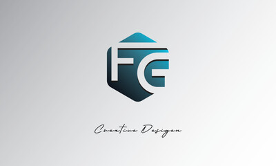 FG Creative Polygon Logo – Modern Negative Space Letter mark with Geometric Hexagon Shape for Futuristic Branding, Corporate Identity & Tech Design

