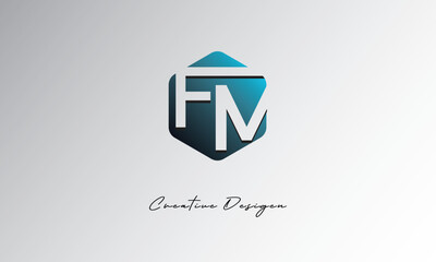 FM Creative Polygon Logo – Modern Negative Space Letter mark with Geometric Hexagon Shape for Futuristic Branding, Corporate Identity & Tech Design

