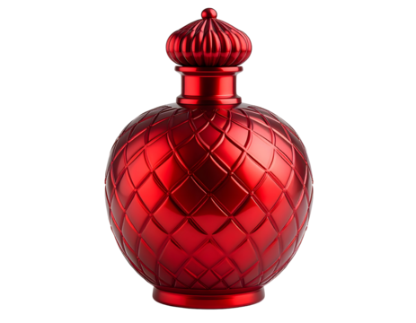 Decorative red bottle on a black background
