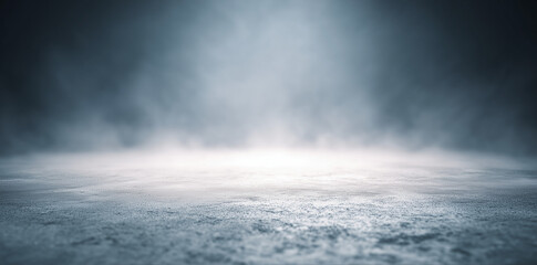 Enigmatic mist. Ethereal smoke swirling in a symphony of shadow and light. Fluid fantasy shapes. Abstract fog and luminous dance over floor on black backdrop — generative AI