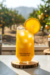 Orange juice with ice in the summer