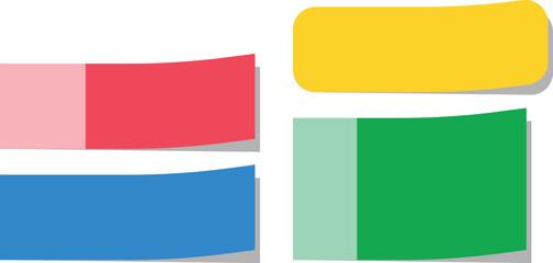 A colorful set of sticky notes in a flat illustration style. Perfect for office organization, reminders, planning tools, presentation design, or educational materials.