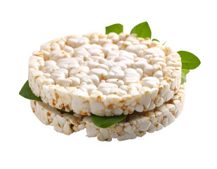 Stacked rice cakes with green leaves