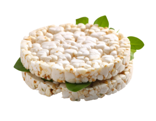 Stacked rice cakes with green leaves