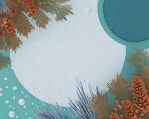 Winter botanical background with pine elements