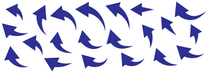 Straight and curved long arrow vector icon. Arrow icon set.