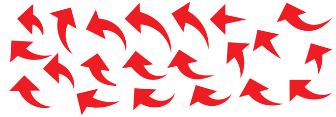 Straight and curved long arrow vector icon. Arrow icon set.