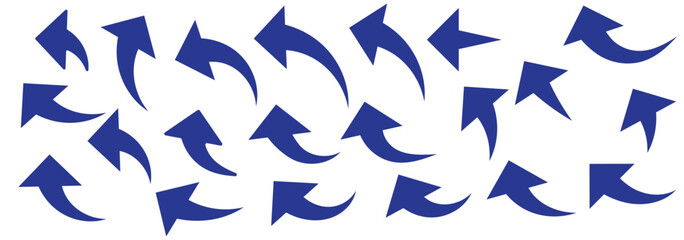 Straight and curved long arrow vector icon. Arrow icon set.