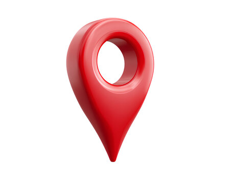 Red map pin for GPS spot, transparent background