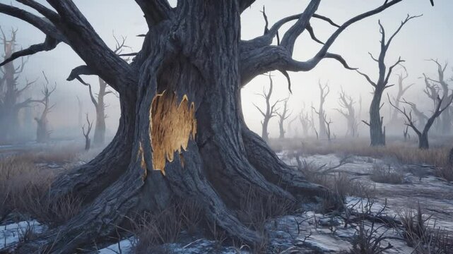 Burnt Tree Trunk in Forest &ndash; Nature After Fire