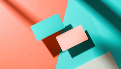 Vibrant Teal and Coral Business Card Mockup Minimalist Branding Design