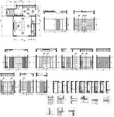 AutoCAD 2D Drawing Set – Bedroom1, Dressing Area, Bathroom with Wet and Dry Zone Separation, Vector Layout Plan