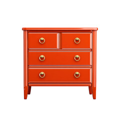 Bright Red Wooden Nightstand with Three Drawers and Gold Knobs Ideal for Modern Home Decor and Room Furnishing