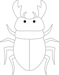 Stag beetle Insect Line Tracing and Coloring

