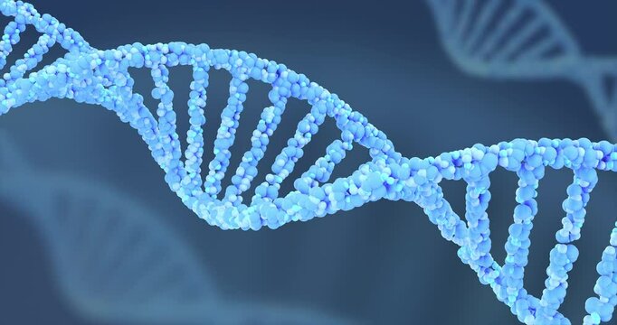DNA Helix Animation: Futuristic Blue Molecular Structure.  A footage that gradually disappears DNA. 3d rendering.
