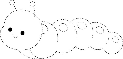 Caterpillar Insect Line Tracing and Coloring

