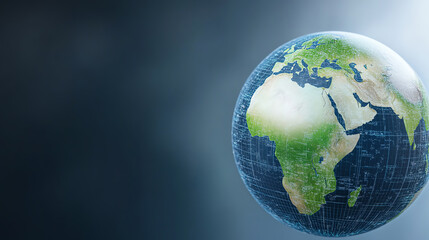 Fototapeta premium A detailed view of Earth highlighting continents, showcasing environmental beauty and diversity in a captivating globe imagery.