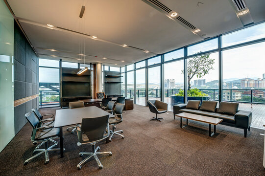 Modern conference office room with chairs and tables