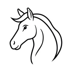 Majestic horse head profile illustration with flowing mane rendered in vibrant cmyk colors on a clean white background suitable for banners and advertisements