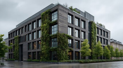 Modern green facade building