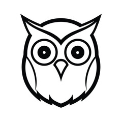 Stylized owl head with striking large round eyes presented against a clean white background for advertising or banner use