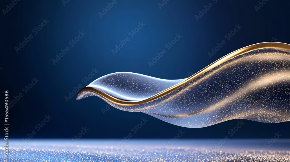 Poster An abstract wave of shimmering light creates a serene and elegant atmosphere, perfect for backgrounds and design projects.
