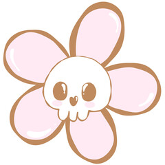 Playful Halloween Flowers. Day of the Dead skull flower illustration