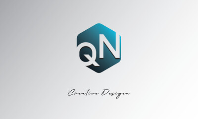 QN Creative Polygon Logo – Modern Negative Space Lettermark with Geometric Hexagon Shape for Futuristic Branding, Corporate Identity & Tech Design

