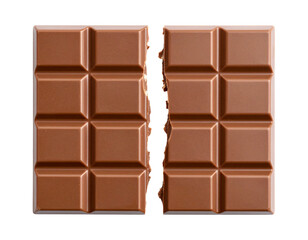 Fototapeta premium Broken milk chocolate bar on white