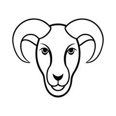 Majestic ram head silhouette isolated on a clean white background for graphic design projects