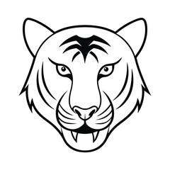 Majestic tiger head illustration with sharp defined jawlines presented on a clean white background for versatile design applications