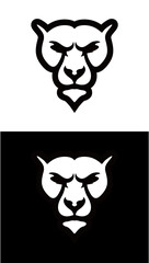 vector silhouette head lion flat design symbol