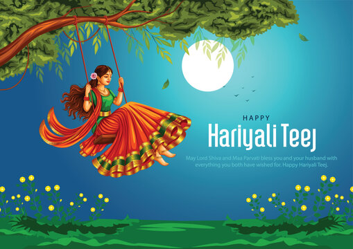 indian festival Happy Haryali Teej and Hartalika Teej. abstract vector illustration design