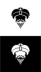 silhouette face Arabic old man design