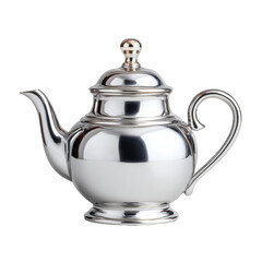 Fototapeta premium Elegant Silver Tea Pot with Polished Shine and Classic Design for Stylish Tea Service and Home Decor
