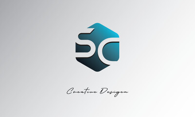 SC Creative Polygon Logo – Modern Negative Space Lettermark with Geometric Hexagon Shape for Futuristic Branding, Corporate Identity & Tech Design


