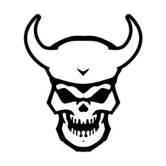 vector silhouette skull with horn