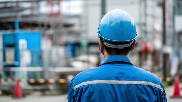 工事現場で働く男性