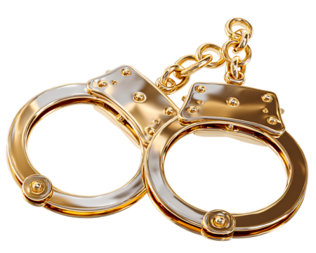 Gold Handcuffs Transparent Background - Powered by Adobe