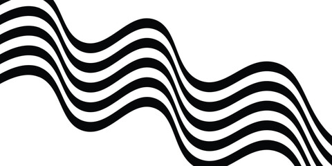 Black on white abstract perspective line stripes with 3d dimensional effect isolated on white.