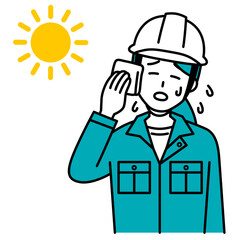 熱中症になる作業員の女性