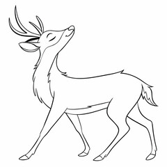 Outline drawing of a deer with its head tilted upwards