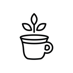 Black line icon for green tea