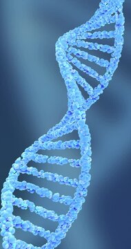 DNA Helix Animation, Futuristic Blue Molecular Structure. Repeatable footage by 3d rendering. Vertical video.