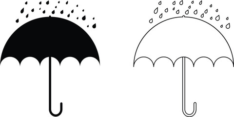 Waterproof Umbrella Illustration Showing Protection from Rain.