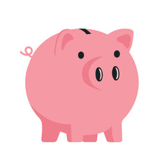 Pink Piggy Bank Cartoon Illustration