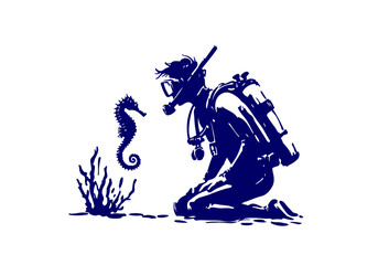 Snorkeler sketch hand drawn vector illustration